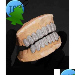 Grillz Dental Grills Exclusive Personnalisation Moisanite Dents Iced Out Hop 925 Sier Decraces Decoratives Real Diamond Bling Dent pour hommes Otxkp