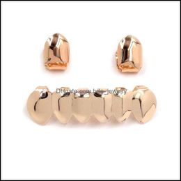 Grillz Dental Grills Glossy Copper Dental Grillz Punk Vampire Canine Tanden Sieraden Set Hip Hop Women Men Gold Ploated Gr Bdejewelry DHSOP