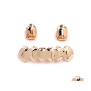 Grillz Dental Grills Cobre brillante Grillz Punk Vampiro Dientes caninos Conjunto de joyas Hip Hop Mujeres Hombres Accesorios chapados en oro 1925 T2 D Dh9Bi