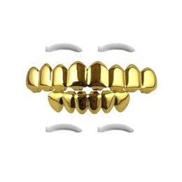 Grillz Dental Grills Hip Hop Gold Grillz 2023 Mode Environnementale Plaqué Gros Halloween Dents Bretelles 2Piece Set Drop Deliver Dhfew