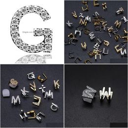 Grillz Dental Grills Hip Hop Letra Un solo diente Grillz para hombres Mujeres Diamantes 26 Letras mayúsculas 18k Chapado en oro Regalo de joyería 2 Co Dhnjl