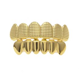 Grillz Dental Grills Hip Hop Mens Top Bottom Teeth Grillz Set Gold Sier Bump Lattice Falso para mujeres Hiphop Rapper Body Jewelry Dro Dhfvs