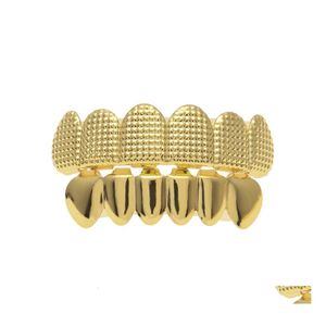 Grillz Dental Grills Hip Hop Mens Top Bottom Dents Grillz Set Gold Sier Bump Lattice Faux Pour Femmes Hiphop Rappeur Bijoux De Corps Dro Dhzvh