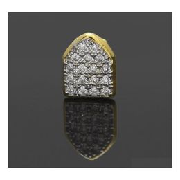 Grillz Dentaire Grills Hip Hop Unique Or Sier Dents Cap Haut Bas Grill Pour Halloween Cadeaux Bling Personnalisé Micro Strass Déco Juif Otjs0