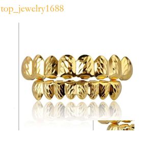 Grillz Dental Grills HipHop Bijoux Braces Colored Flower Two Color 8 Dents with Gold Europe and America Drop Delivery Body Dhxwb