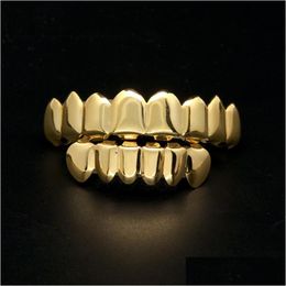 Grillz Dental Grills Mens Gold Grillz Tanden Set Fashion Hip Hop Jewelry Hoge kwaliteit acht 8 TOP TOTHEN Zes 6 BODEMOSTERS DROP DEL DHFWY