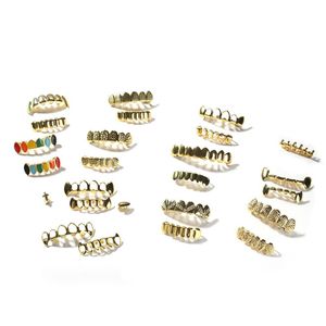 Grillz Dental Grills Mens Gold Dents Set Mode Hip Hop Bijoux Haute Qualité Huit 8 Top Dent Six 6 Bottom Drop Livraison Corps DH73W