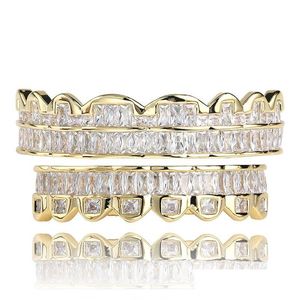 Grillz Dental Grills New Baguette Set Teeth Grillz Top Bottom Rose Gold Sier Color Mouth Hip Hop Fashion Jewelry Rapper 871 Q2 Drop Dhksq