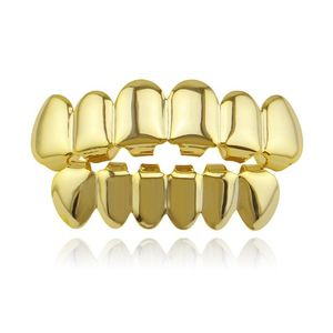 Grillz tandheelkundige grills nieuwe fit goud sier vergulde hiphop tanden grillz caps bovenste bodem grill set voor mannen 2536 e3 drop levering j dhgarden dhfwj