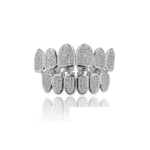 Grillz Tandheelkundige Grills Enkele Tand Grill Diamant Bretels Vampier Tanden Hip Hop Persoonlijkheid Fangs Gold Sier Vrouwen Mannen Sieraden Drop Delive Dhbfj