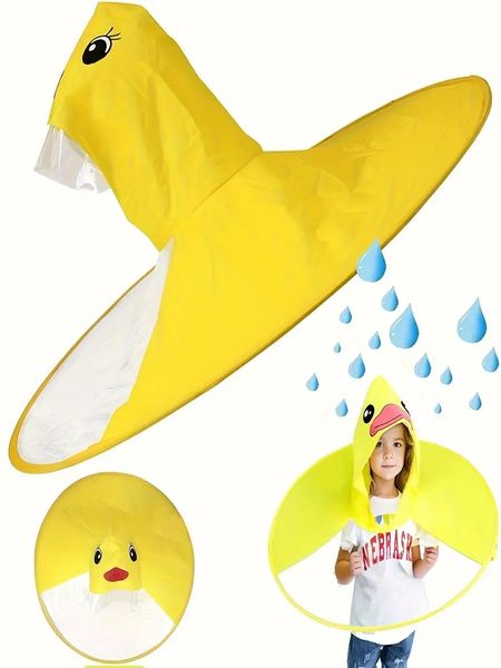 Grils/boys lindo pato diseño impermeable capa PVC Poncho ropa para niños para regalo de 6-15 años