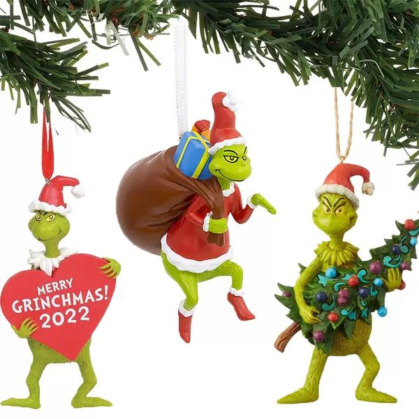 Adornos navideños Árbol Decoraciones creativas navideñas Resina Grinch Accesorios Navidad Colgante Decoración del hogar