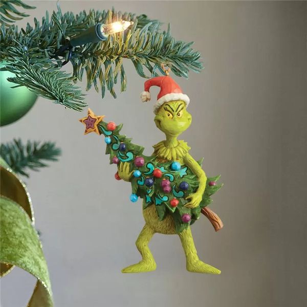 Grinch Ornements D'arbre De Noël Creative En Bois Suspendus De Noël Décoratif Cadeau Pendentif Festive Party Supplies C86