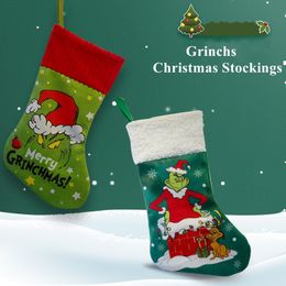 Grinchs kerst kousen Kerst Grinchs zachte kous Kitted kerstversiering vakantie ornamenten Grinchs Decor huis binnenshuis 1013