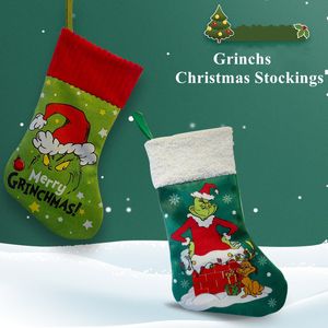 Grinchs Bas de Noël Grinchs de Noël Bas doux Kitted Décorations de Noël Ornements de vacances Grinchs Décor Maison Intérieur 1013