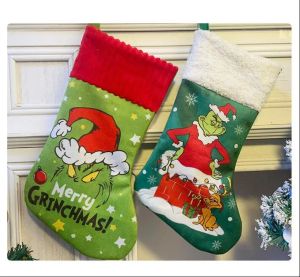 Grinchs Christmas Stockings Christmas Grinchs Stocks doux décorations de Noël tassé