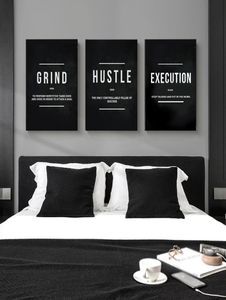 Grind Hustle Execution Motievencitaat Posters en Prints op Canvas Schilderij Wall Art Pictures voor Woonkamer Kantoor Decor6843366