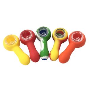 Fumer Grinder Pipes Silicone Voyage Pipe À Tabac Cuillère Cigarette Tubes Herbe En Plastique Grinder Assortiment De Couleur Aléatoire Fumée