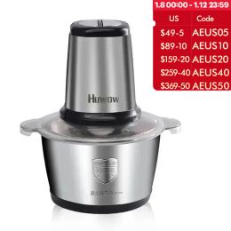 Gringe 2Speeds 304 Stain sans acier électrique hachoir à viande à viande Mincer Rytraire de nourriture Slecper Vegetable Food Chopper Meat Machine Slicer