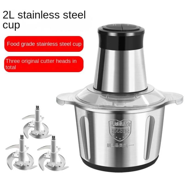 Gringe 2Speeds 304 Stain sans acier électrique hachoir à viande à viande Mincer Rytraire de nourriture Slecper Vegetable Food Chopper Meat Machine Slicer