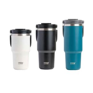 Molinillos Taza de café aislada con paja Acero inoxidable Aislamiento térmico de doble capa Almacenamiento en frío de hielo Taza de automóvil