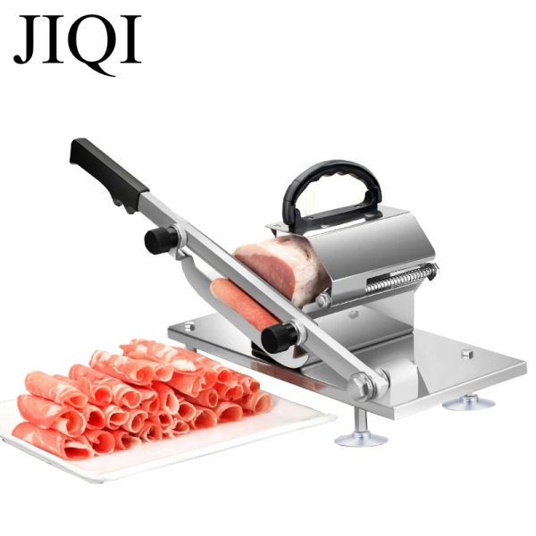 Grinders Jiqi Meat Slicer Manual Machine de coupe tranchée Livraison automatique Frozen Beef Mutton Roll Cutter pour la cuisine commerciale