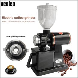 Grinders Xeoleo Electric Coffee Grinder 600n Coffee Mile Machine Coffee Bean Mleep Machine Flat Burrs slijpmachine 100W rood/zwart