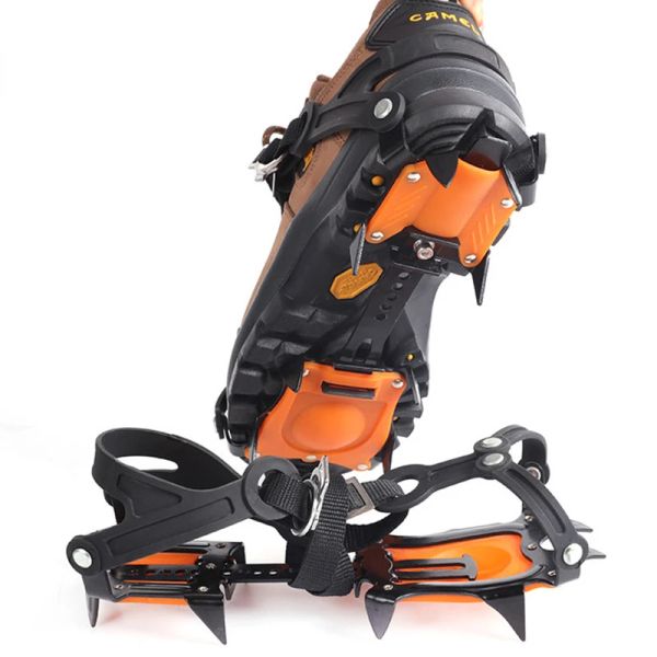 Pinza 10 dientes Pinza de hielo profesional Escalada Picos de nieve Crampones Tacos Garras Apretones Botas al aire libre Zapatos con puntas Senderismo antideslizante