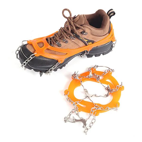 Pinza Nuevo 10 Dientes Pinza de Hielo de Acero Inoxidable para Zapatos Antideslizante Senderismo Escalada Picos de Nieve Crampones Tacos Garras Empuñaduras Botas