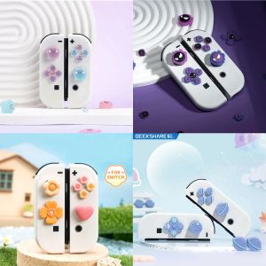 Grepen dpad kruis richting knop abxy sleutel sticker joystick duim stick grip cap cover voor nintendo switch OLED ns joycon skin case