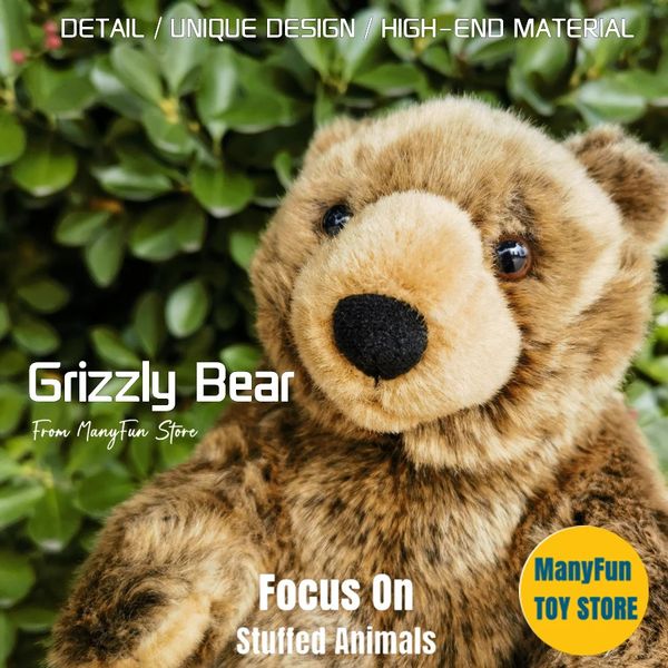 Grizzly Bear Peluche Peluche marron Peluche réaliste animaux en Peluche Simulation poupée Kawai 240321