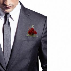 Groom Boutnière Man Pin Suit Corsage Bridal Butthole Wedding Fr Party Mariage Decor Artificial Silk Rose FRS U9XN #