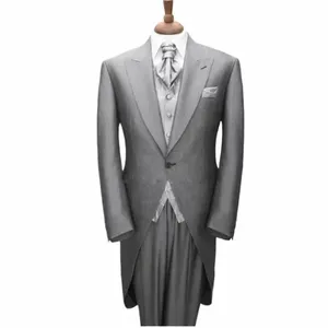 Costume de mariage gris pour marié, costume Lg formel pour hommes, veste, pantalon, gilet, ensemble 3 pièces, tenue personnalisée, XS-5XL, Q169 #