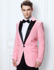 Tuxedos de marié à revers rose, costumes sur mesure pour hommes, mariage/bal/dîner, Blazer du meilleur homme (veste + pantalon + cravate) M1400