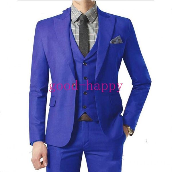 Tuxedos de marié bleu / rouge / violet / vert / kaki / orange / rose smokings de mariage pour hommes excellents hommes veste blazer costume 3 pièces (veste + pantalon + cravate + gilet) 82