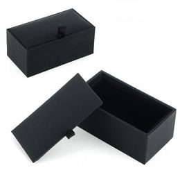 Bruidegom Wear 50 stks/partij Zwarte Manchetknoop Box Gift Case Houder Sieraden Verpakking Dozen Black Box