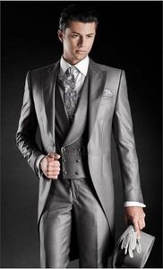 Groom Wear Groomsmen One Button Groom Morning Style Peak Revers Hommes Costumes Mariage / Bal / Dîner Meilleur Blazer Homme (Veste + Pantalon + Cravate + Gilet)