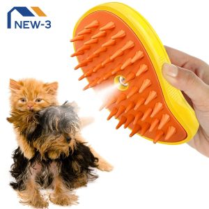 Toilettage chat brosse torride brosse chiens 3in1 vapeur à vapeur électrique brosses de cheveux de chat pour animaux de compagnie massage peigne épilation accessoires pour animaux de compagnie