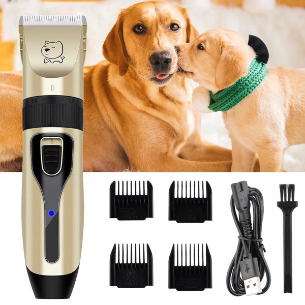 Toiletage électrique pour chiens de toilettage Trimmer pour les animaux de compagnie USB rasage rechargeable à bas décibels animaux de coupe de cheveux