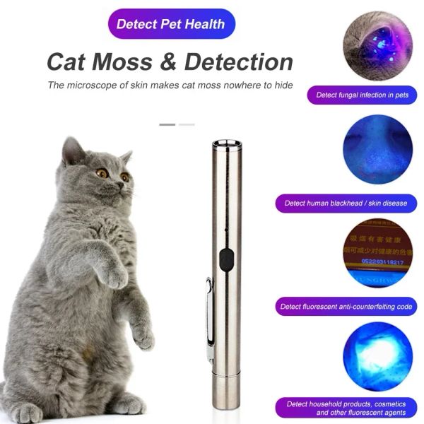 Linterna de aseo para piel de gato, lámpara para mascotas, resistente al agua, musgo, tiña veterinaria, detección de luz, ultravioleta negro, espejo 365, madera de hongos