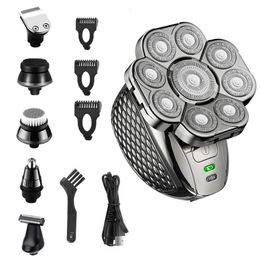 Kit de toilettage 6 en 1, rasoir électrique pour hommes, tondeuse à barbe, corps chauve, Machine à raser humide et sec, Rechargeable 240313