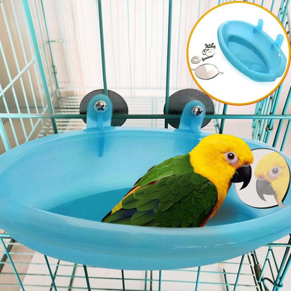 Jaula de Baño para pájaros para mascotas, bañera para loros con espejo, accesorios para jaulas de pájaros, caja de ducha, jaula para loros pequeños, juguetes para mascotas, accesorios para pájaros, 1 ud.