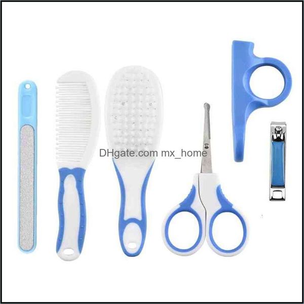 Le toilettage ensembles de santé bébé, enfants maternité 6pcs ensembles de bébés ongles nouveau-nés Clipper ciseaux kits de brosse à cheveux kits de coupe dro