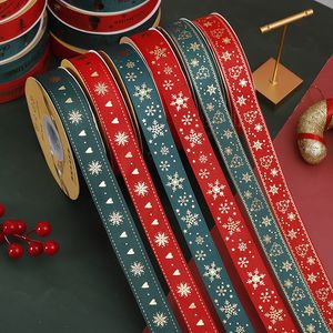 Grosgrain lint 50yards 25 mm kerstfolie stempelen cadeau haarbogen bruiloft decoratieve cadeauboxjes inpakken diy ambachten feestdecoratie