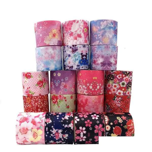 Grosgrain Yards/Roll Wrap Gift 50 Cintas de Cintas Hechas a mano Diy Bow Material Decoración de la fiesta de cumpleaños 20 Patrones Drop entrega de la casa Ga Dhs2k