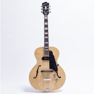 Grote natuurlijke esdoorn archtop jazz elektrische gitaar holle body dubbele F-gaten