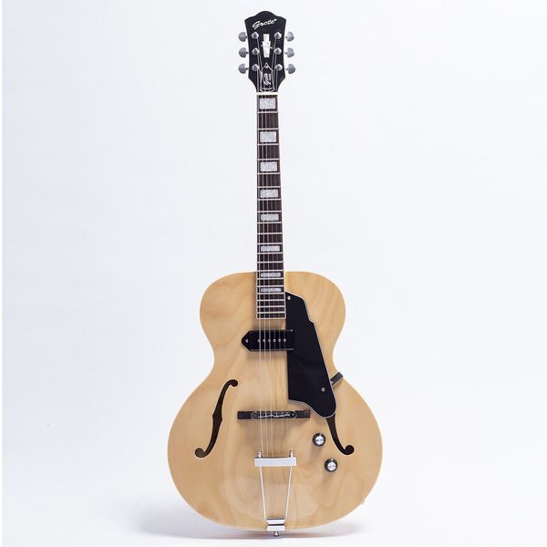 Grote Arce natural Archtop Jazz Guitarra eléctrica Cuerpo hueco Agujeros dobles F