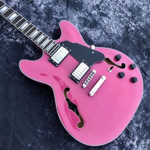 Grote – guitare électrique Jazz Semi creuse en érable rose, Style 335, avec trous F, 2023