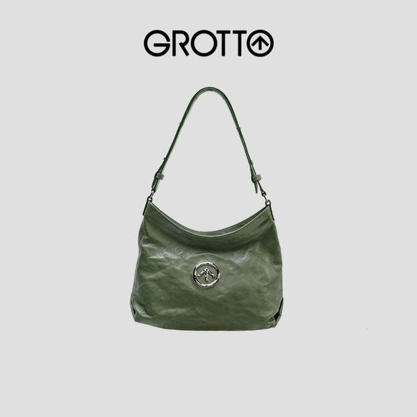 Grotte gele nouveau produit verte pierre hobo italien végétal italien tanné plissé de mouton une épaule à bandoulière sac souple soubain pour femmes