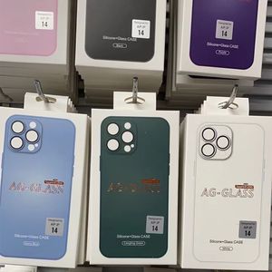 Carcasa de vidrio esmerilado, Fundas protectoras de silicona de vidrio AG con película de lente, cubierta trasera a prueba de golpes para iPhone 11 12 13 14 15 Pro Max